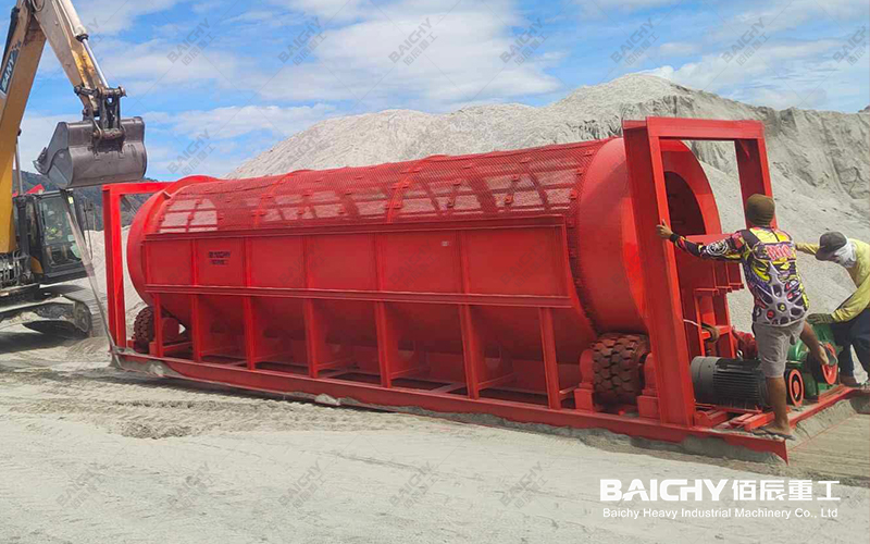 Rotary drum screen customer site