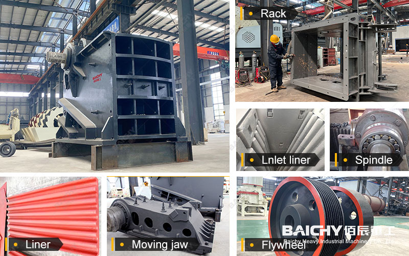 Detailed view of jaw crusher components