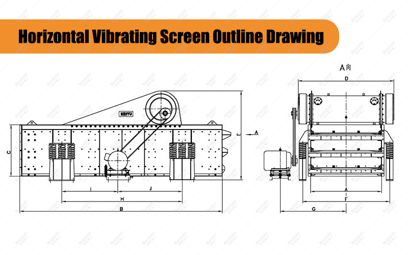 Horizontal Vibrating Screen Outline Drawing