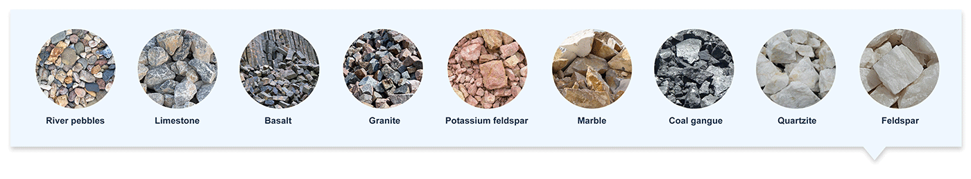 Aggregate processing plant applicable materials